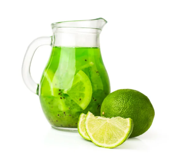 Lime beverage in a glass jug — Stock Photo, Image