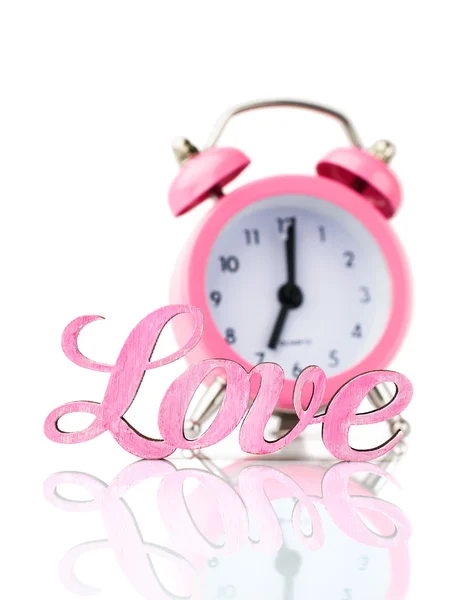 Sveglia rosa e la parola "amore " — Foto Stock
