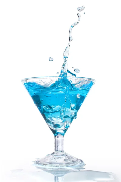 Modrý koktejl s logem — Stock fotografie