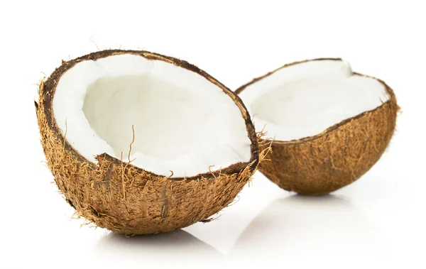 Twee helften van de kokosnoot — Stockfoto