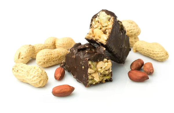 Chocolate bar with peanuts — Stock Photo, Image