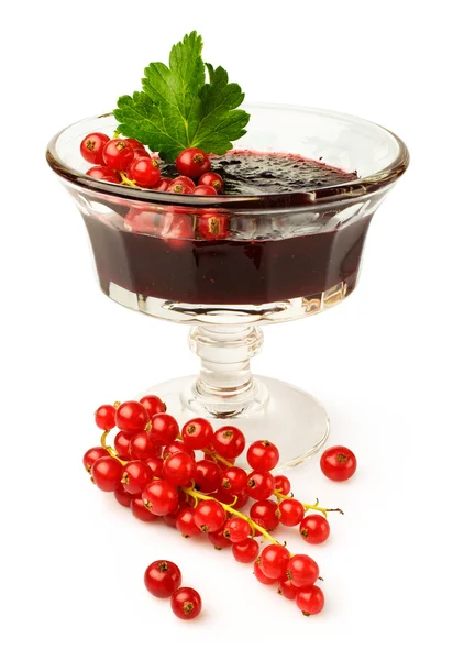Red currant jam and fresh berries — Stock Photo, Image