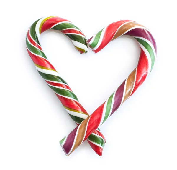 Natale caramelle a strisce cuore — Foto Stock