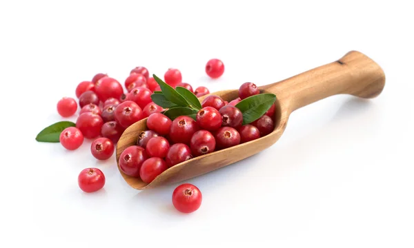 Cranberry com colher de madeira — Fotografia de Stock