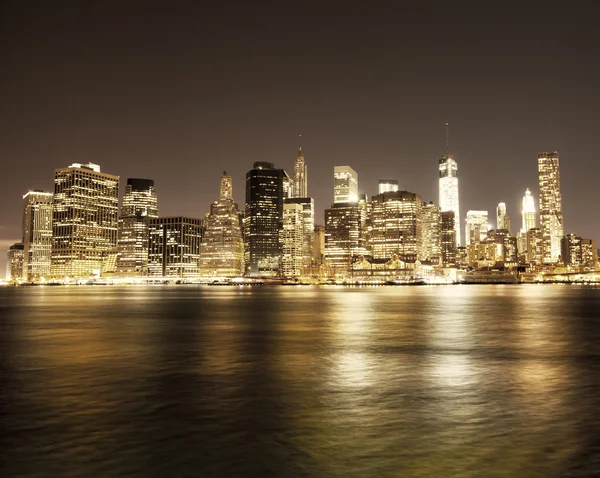 Centrum panorama New Yorku v noci — Stock fotografie