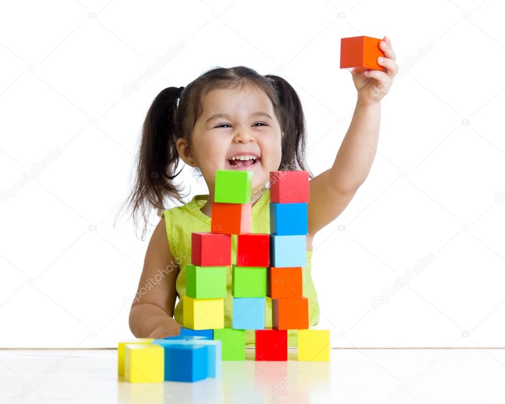 baby with building blocks