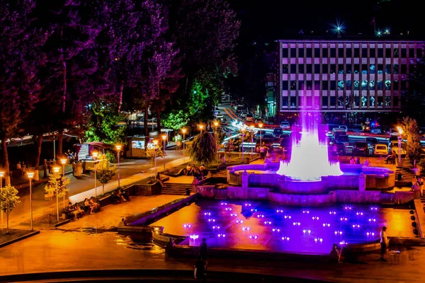 Cidade Kapan Região Syunik Armênia Parque Noturno Com Fontes Belos — Fotografia de Stock