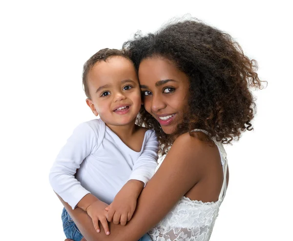 Isolated African mother with toddler — Stock Photo, Image