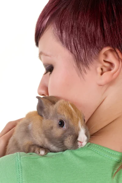 Abbracciare un coniglio — Foto Stock