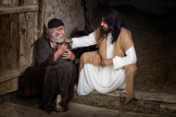 Jesús sanando al viejo cojo — Foto de Stock