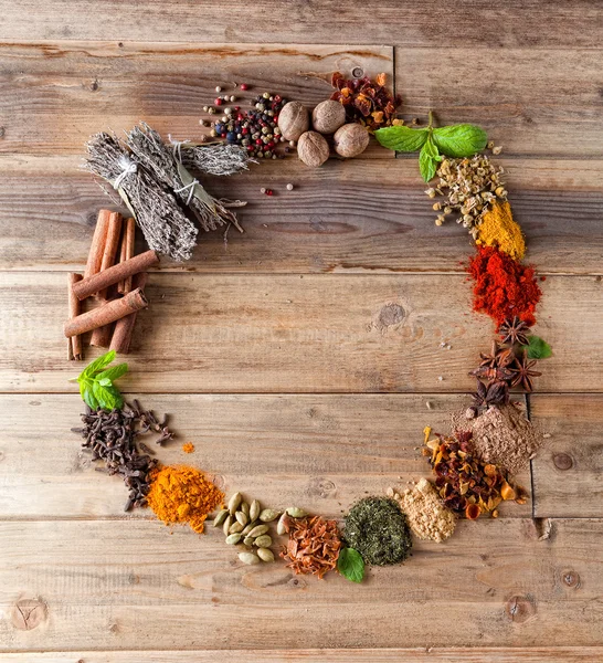 Frame border of spices — Stock Photo, Image