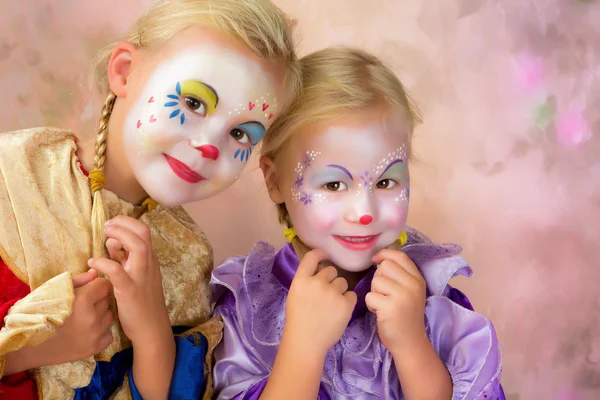 Smiling clown girls — Stock Photo, Image