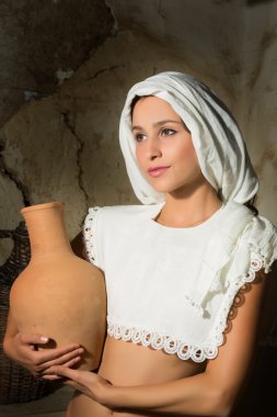 Renaissance portrait with wine jug clipart