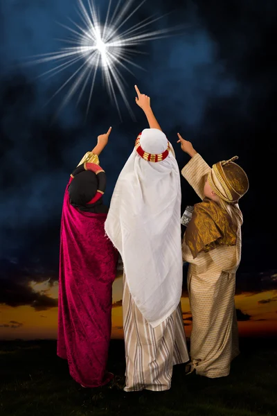 Ster van Bethlehem en Wijzen — Stockfoto