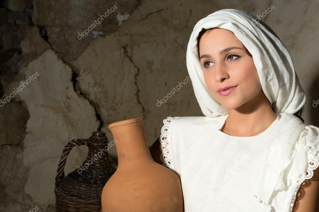 Mary with wine jug