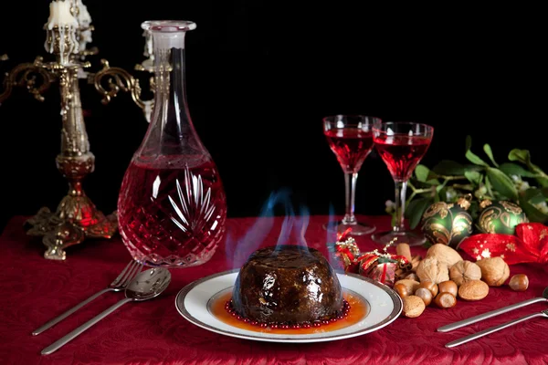 Burning pudding — Stock Photo, Image