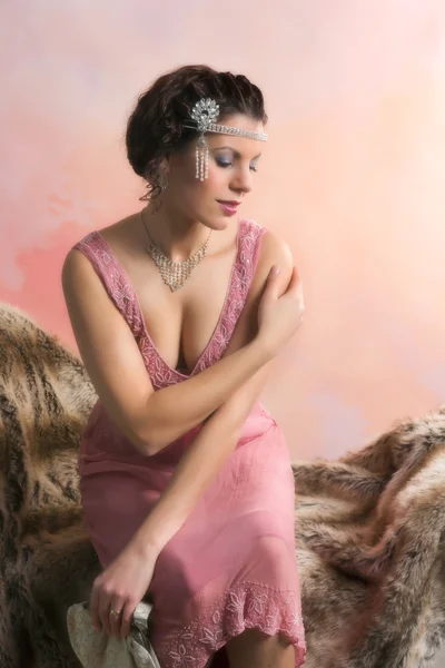 フラッパー ドレス ヴィンテージ女性 — ストック写真