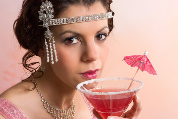 1920s vintage woman with cocktail