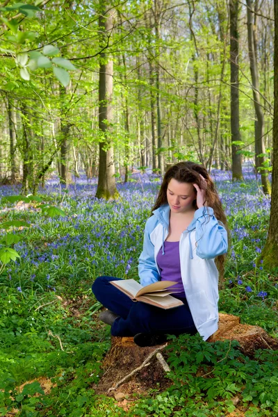 Reading in the forest — Stock Photo, Image