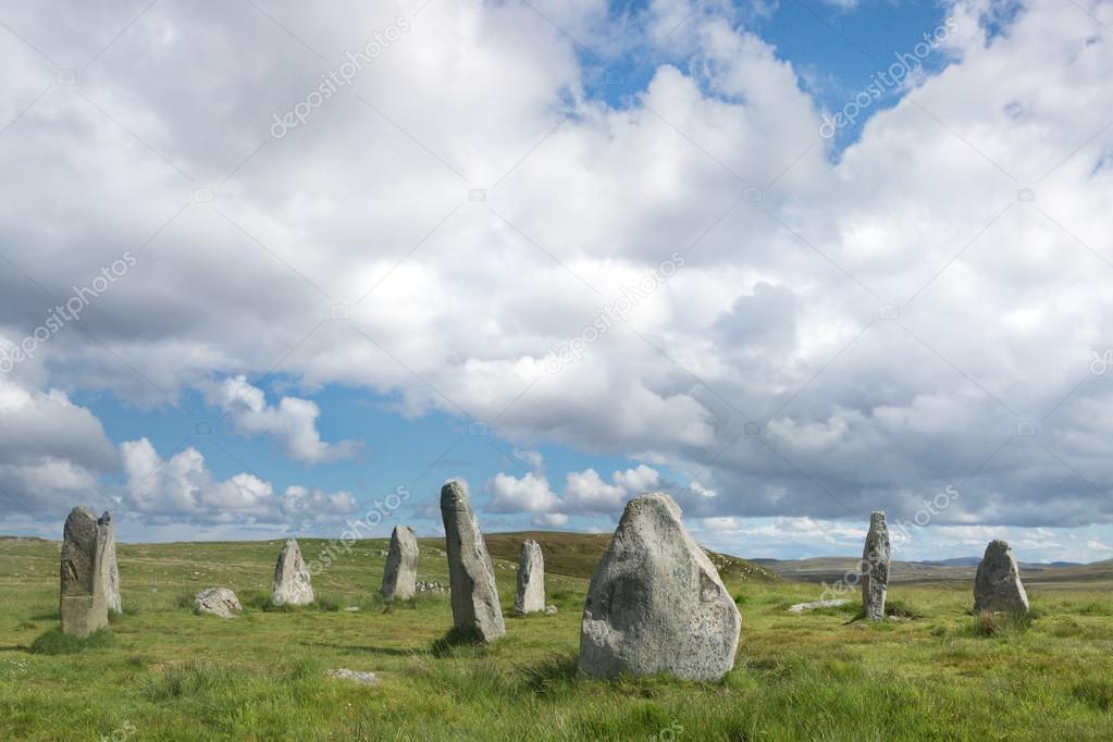 Scottish countryside with standing stones