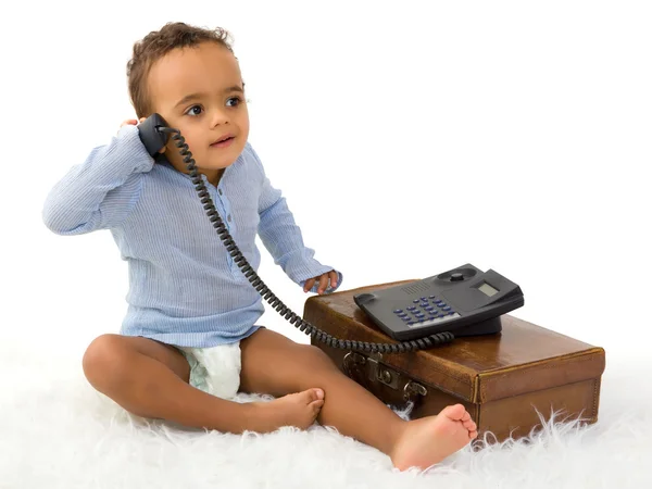 Toddler on the phone — Stock Photo, Image