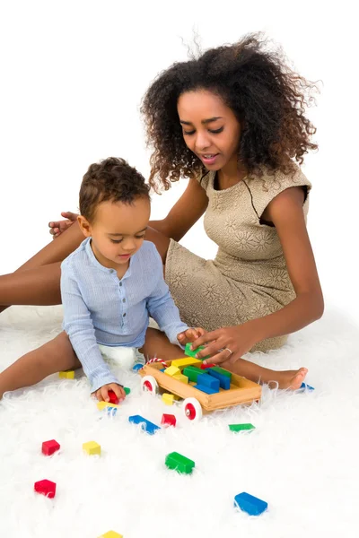 Toddler playing with blocks — Stock Photo, Image