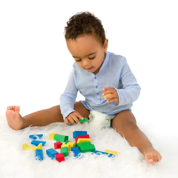 African toddler with blocks — Stock Photo, Image