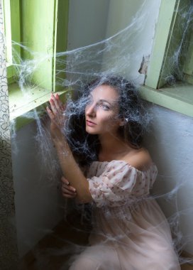 Spiderweb arkasındaki kadın