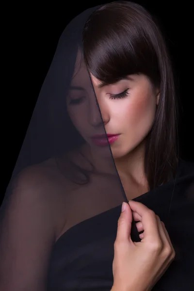 Black veiled woman — Stock Photo, Image