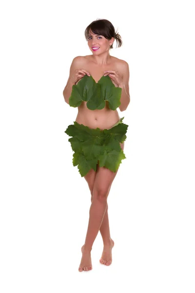 Woman wearing leaves — Stock Photo, Image
