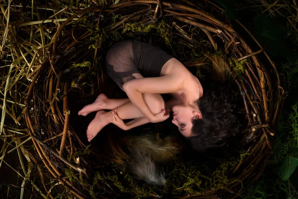 Woman in a nest — Stock Photo, Image