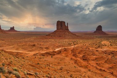 Monument valley dramatic landscape. Colorado Plateau on the Arizona Utah border in the United States. Travel and Tourism. clipart