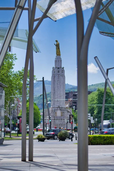 Bilbao Hiszpania Maj 2012 Widok Posąg Monumento Sagrado Corazon Jesus — Zdjęcie stockowe