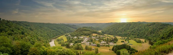 Panorama Utsikt Över Frahan Och Semois Floden Från Synvinkel Rochehaut — Stockfoto