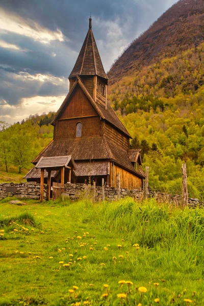 Vista Arquitectura Iglesia Madera Urnes Patrimonio Unesco — Foto de Stock