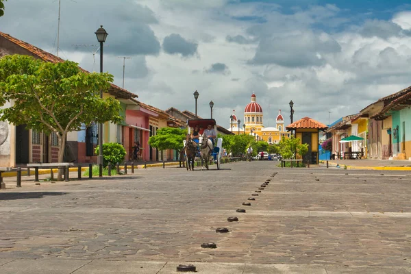 Granada Nicarágua Outubro 2014 Vista Sobre Calle Calzada Granada Nicarágua — Fotografia de Stock