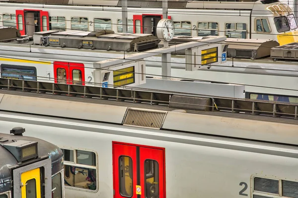 Liege Belgien Juni 2021 Belgiska Nmbs Järnvägståg Tågstation Närbild Och — Stockfoto