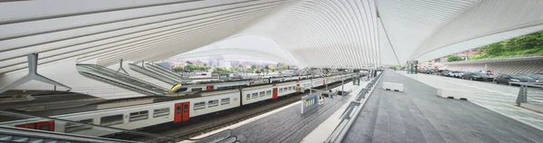 Liege Belgien Juni 2021 Inomhus Panorama Scen Tågstationen För Belägringsguilleminer — Stockfoto