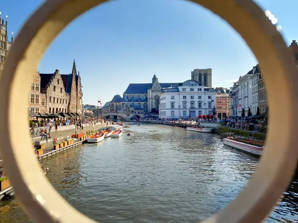 Γάνδη Βέλγιο Σεπτέμβριος 2021 Θέα Στο Κανάλι Graslei Στη Γάνδη — Φωτογραφία Αρχείου