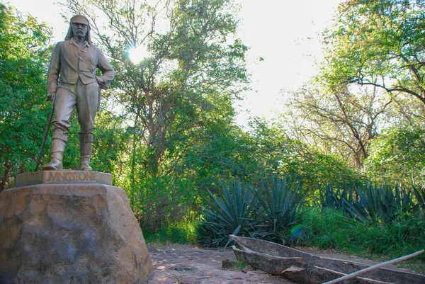 The statue of David Livingstone, a missionary and the first white person who saw Victoria Falls, at Victoria Falls, Zimbabwe