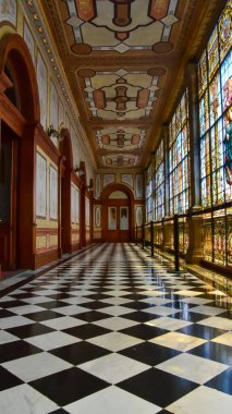 A hallway in Chapultepec Castle in Mexico City, a summer house for the highest colonial administrator, the viceroy clipart