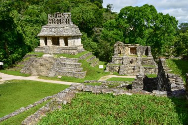 Palenque 'deki Haç Kompleksi Tapınağı, Güney Meksika' daki bir Maya şehri ve UNESCO Dünya Mirası sahası