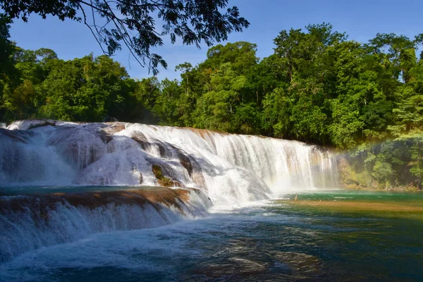 Cascadas Agua Azul Series Waterfalls Found Xanil River Southern Mexican — Stock Photo, Image