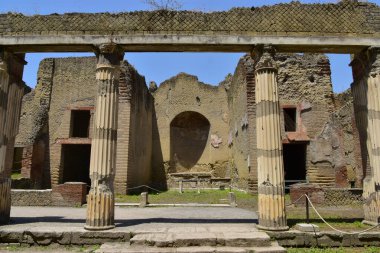 Palaestra in Herculaneum, Italy, is a massive building complex used primarily for sporting activities clipart