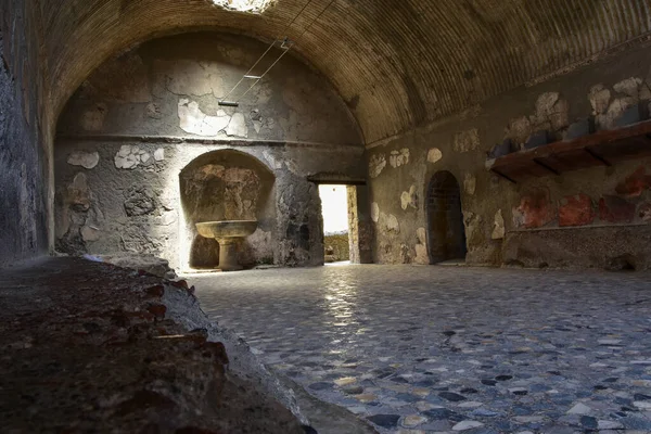 Apodyterium Vestiário Central Thermae Herculaneum Uma Cidade Romana Destruída Pela — Fotografia de Stock