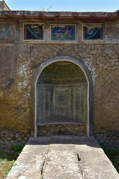 Nymphaeum House Skeleton Herculaneum Italy Roman Town Destroyed Eruption Mount — Stock Photo, Image