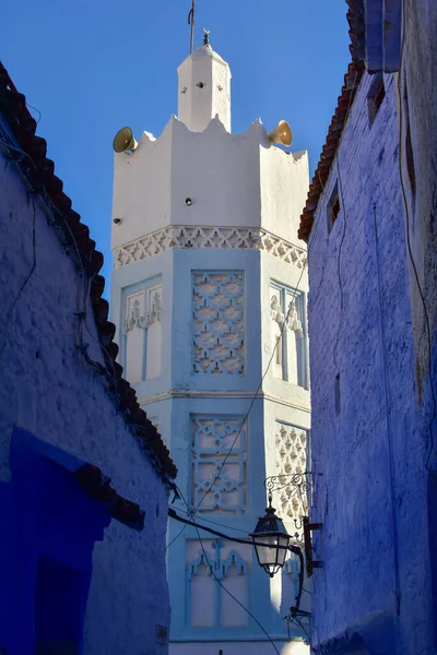 摩洛哥Chefchaouen Bab Souk清真寺的尖塔 — 图库照片