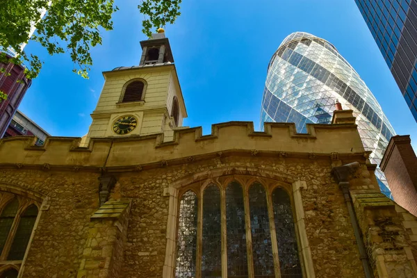 Helen Bishopsgate Church Mary Axe Vagy Gherkin Épület London Városában — Stock Fotó