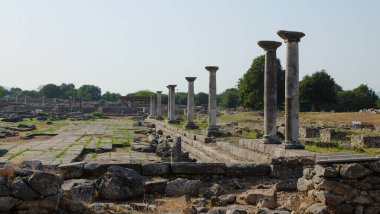 Yunanistan 'ın Kavala kenti yakınlarındaki Philippi arkeoloji sahasında düzenlenen Roma Forumu