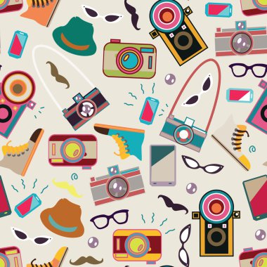 Retro vektör kameralar varyasyonları ile seamless modeli